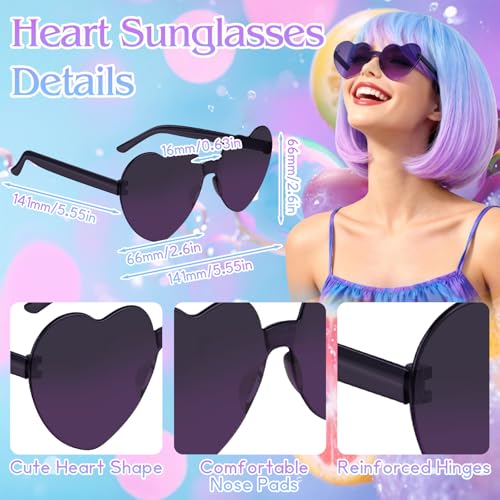 Image of PLULON Blue Purple Ombre Bob Wig with Bangs, Colorful Short Funny Bob Wigs with Heart Sunglasses Hair Cap Cosplay Hairpieces for Halloween Costume Party Heat Temperature Synthetic Fiber for Women Men
