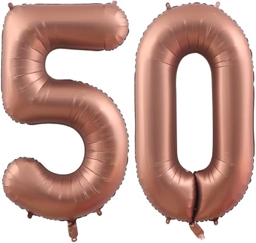 Globos gigantes de 42 pulgadas color marrón con el número 50 gigantes digitales 50 de aluminio Mylar para fiestas de cumpleaños 50 y decoración de