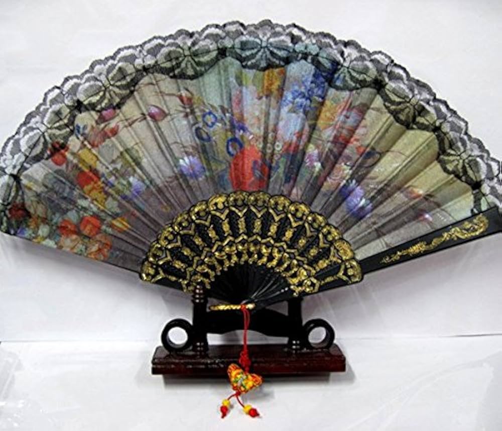 美術品 扇子 レース模様 風景画 1e40b6522afa809817a311dd9f18cf