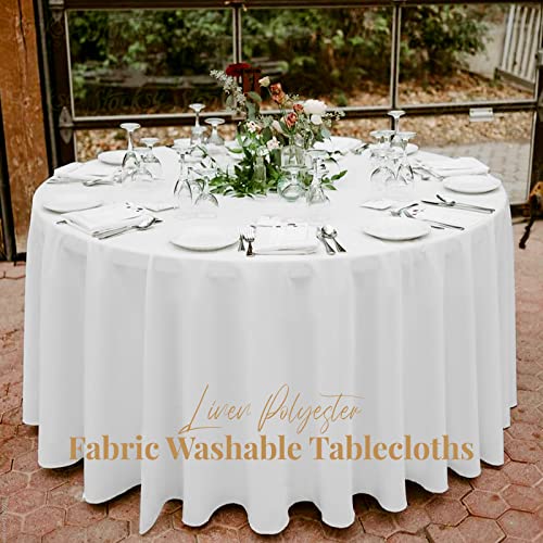 REWOMC 8 Pack 90 Inch White Round Polyester Tablecloths - Wrinkle Resistant, Stain Proof, Classic Style for Wedding, Party, Dinner, Buffet by REWOMC - Image 7