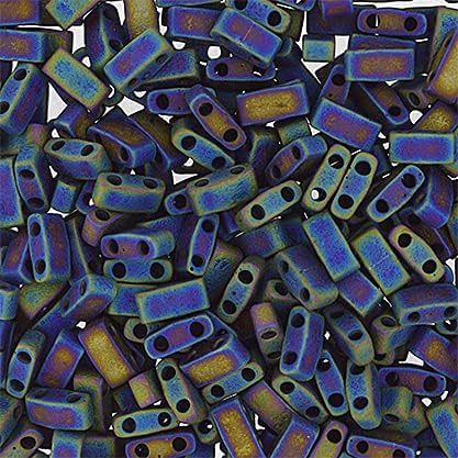 Miyuki TILA Half Cut 5x2.3mm 2 Hole Black Opaque AB Matte HTL401FR 250Gms Bulk Bag of Japanese Glass Beads