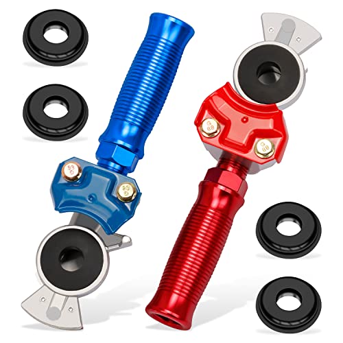 CheeMuii Glad Hands Set with 4 pcs Glad Hand Seals for Semi Truck - Aluminum Air Hose Coupling Connectors - 2 pcs Red 2 pcs Blue