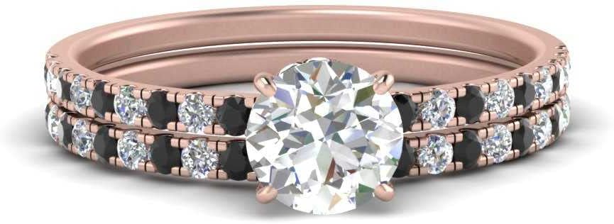 Choose Your Gemstone Hidden Halo Half Way Wedding Ring Set Rose Gold Plated Round Shape Wedding Ring Sets Everyday Jewelry Wedding Jewelry Handmade Gifts for Wife US Size 4 to 12