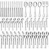 66 pieces silverware flatware set with serving utensils stainless steel square cutlery set for 12 tableware cutlery set include knife fork spoon set mirror polished dishwasher safe  urban country home decor