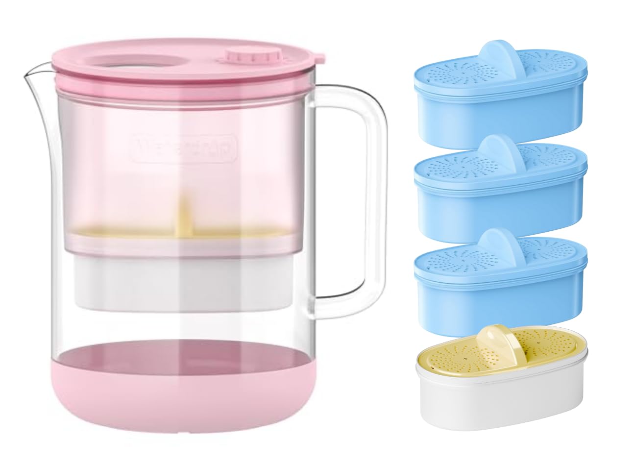 Waterdrop Glass Water Filter Pitcher, 7-Cup, with 1 NSF 53&42&372 Certified Filter, Reducing PFOA/PFOS, Chlorine, Cadmium, Copper, Mercury, and 3 Alkaline Filters, Reducing Chlorine, Increasing pH
