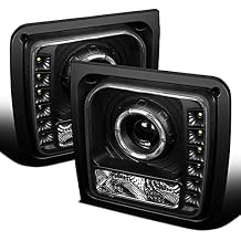 Fits 97-01 Matte Black SMD LED Halo Projector Headlights Left+Right