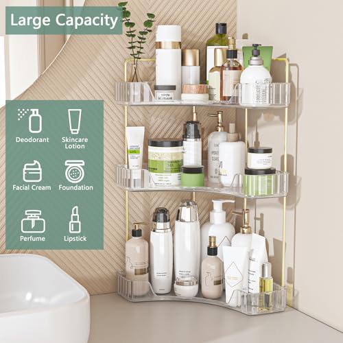 Webetop Corner Bathroom Counter Organizer 3 Tier Bathroom Countertop Organizers Shelf Makeup Organizer for Vanity Perfume Tray for Corner Storage Skincare, Cosmetic, Dresser, Kitchen Spice Rack by Webetop - Image 5