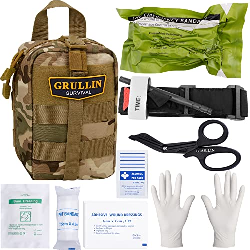 Grullin ifak trauma botiquín de primeros auxilios, mini - táctico molle botiquín de primeros auxilios, outdoor Military Field Uniform EMT Kit for Adventure, Hunting, camping, trekking (CP camo) Cover