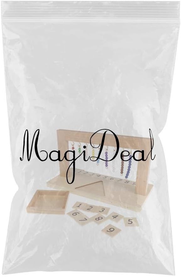HEAVENGLOW Montessori Toy Beech Wood 1-9 Hanging Beads Frame w/Beads Bar al