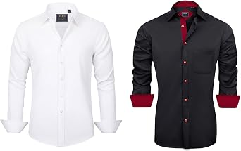 J.VER Mens Long Sleeve Stretch Dress Shirt Wrinkle-Free Casual Button Down Shirts XL