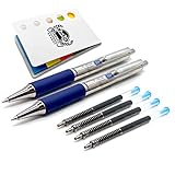 Zebra F-402 Retractable Ballpoint Stainless Steel Retractable Pen Set - Fine Point - 2 Blue Pens...