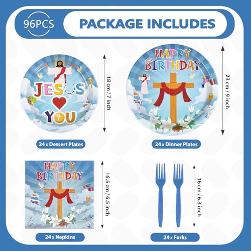 Greencian 96Pcs Jesus Birthday Christian Party Decorations, Serves 24 by Greencian - Used condition - Image 5