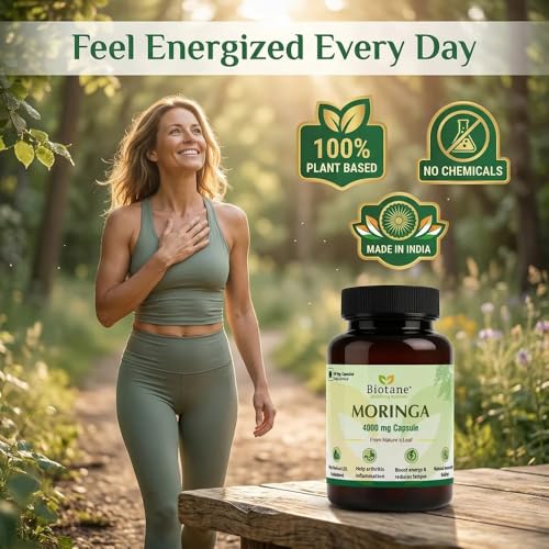 Image of Biotane Moringa 4000mg Capsules | Only 1 Capsule a Day | Natural Multi-Vitamin Supplement | Manufactured in technical collaboration with Vitane Pharma, USA I Pack of 60 Veg Capsules