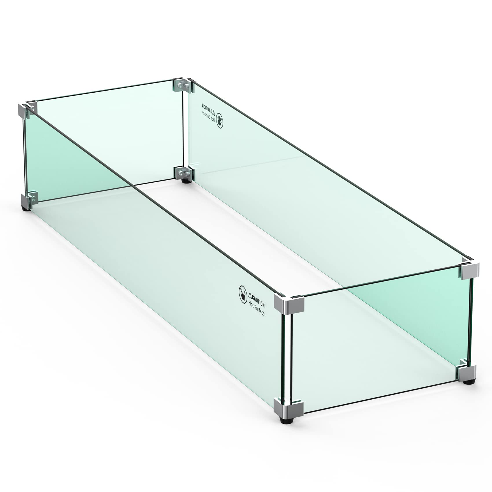 Skyflame Fire Pit Glass Wind Guard, 36" x 11.5" Tempered Glass Windscreen Fits for Linear Firepit Burner Pans, Clear/Thick Fire Table Glass Shields for Outdoor Propane and Gas Pits