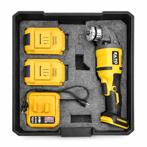 Image of KAITO Cordless Angle Grinder 115mm | 48V Li-ion | 8500-11000 RPM | Brushless Motor | Variable Speed Control | Includes 2 Batteries & Fast Charger | Heavy-Duty Cutting & Grinding Tool