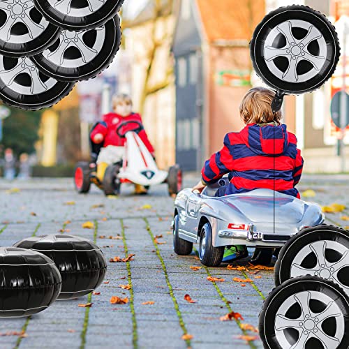Benospace 18Pcs Wheel Balloons Race Car Tire Balloons Black White Checkered Stripe Race Car Theme Mylar Foil Balloons Party Decorations Accessories For Home Baby Shower Birthday Party Supplies Favors #TOP3