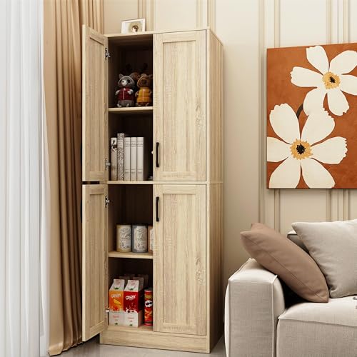 Storage-Cabinet-Kitchen-Cabinet-with-Doors-Shelf-Tall-Storage-Cabinet-for-Bathroom-Living-Room-EntrywayNatural Storage Cabinet Kitchen Cabinet with Doors Shelf Tall Storage Cabinet for Bathroom Living Room EntrywayNatural