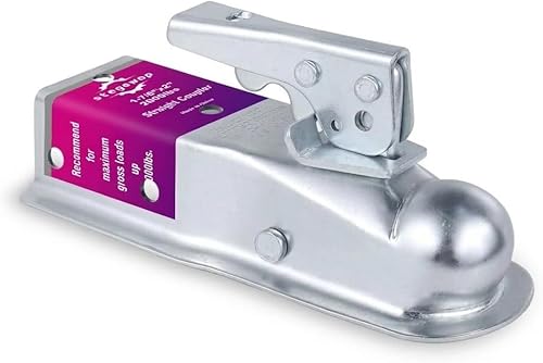 Miniatura 11 de Acoplador de remolque ajustable de 2 pulgadas con pestillo de gatillo SAE Clase IV 8000 libras para remolque RV, barco, cámper (negro)