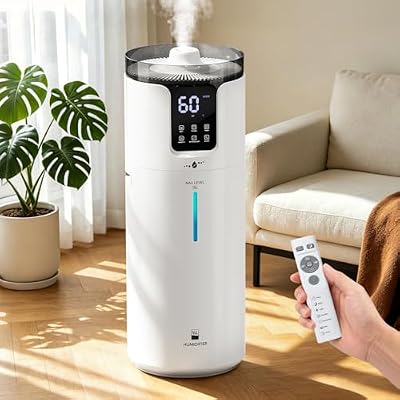 Humidifier Large Room, 4.2 Gal/16L Large Humidifier for 1500 sq.ft, 360° Nozzles Cool Mist Ultrasonic, Top Fill Tower Humidifiers for Bedroom Office Plant wholehouse with Extension Tube, Night Light