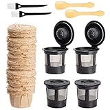 WATINC Wiederverwendbares Kaffeefilter Kit Einweg Kaffeefilter aus Papier K Becher Filter Papierfilter Set bestehend aus 100 Einweg Kaffeefiltern aus Papier 4 K Bechern 2 Löffeln und 2 Bürsten