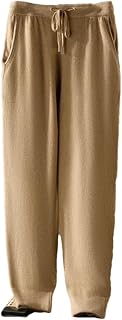 Pantalones deportivos de punto grueso para hombre, 100 % cachemira, color liso