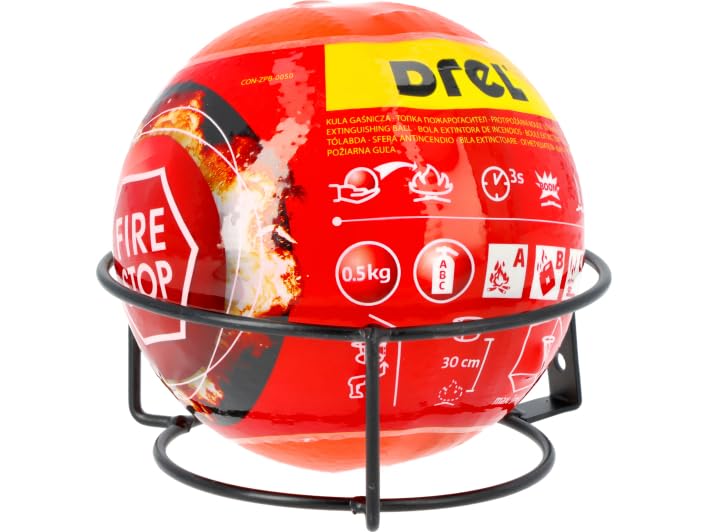 Boule Extincteur Anti-Incendie Automatique, 0,5 kg, Poudre ABC, Forme Sphérique, Activation 3-5 Secondes