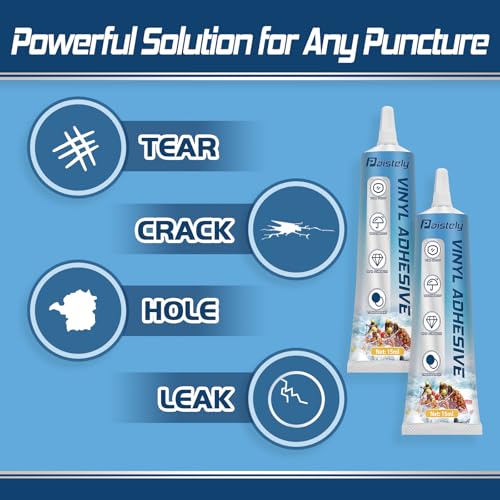 Paistely Air Mattress Patch Kit, Pool Liner Patch Kit, PVC Glue for Inflatables, Bounce House, Hot Tub, Tent, Paddle Board, Air Bed, Kayak, Boat (15ml*2) - Thumbnail 2