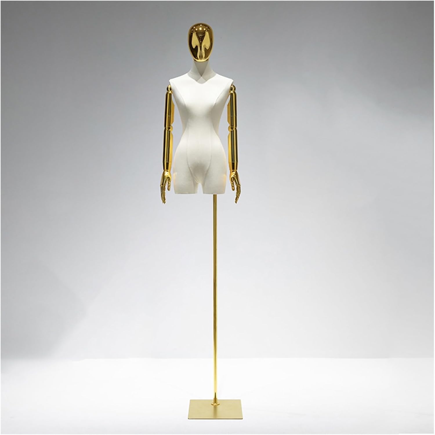 Korpus Tułowia Żeńskiego Manekina, Stojak Na Manekina O Regulowanej Wysokości, Obrót Głowy O 360° Model Manekina Do Manekina Do Ekspozycji Sukienek Krawieckich,White,gold,A