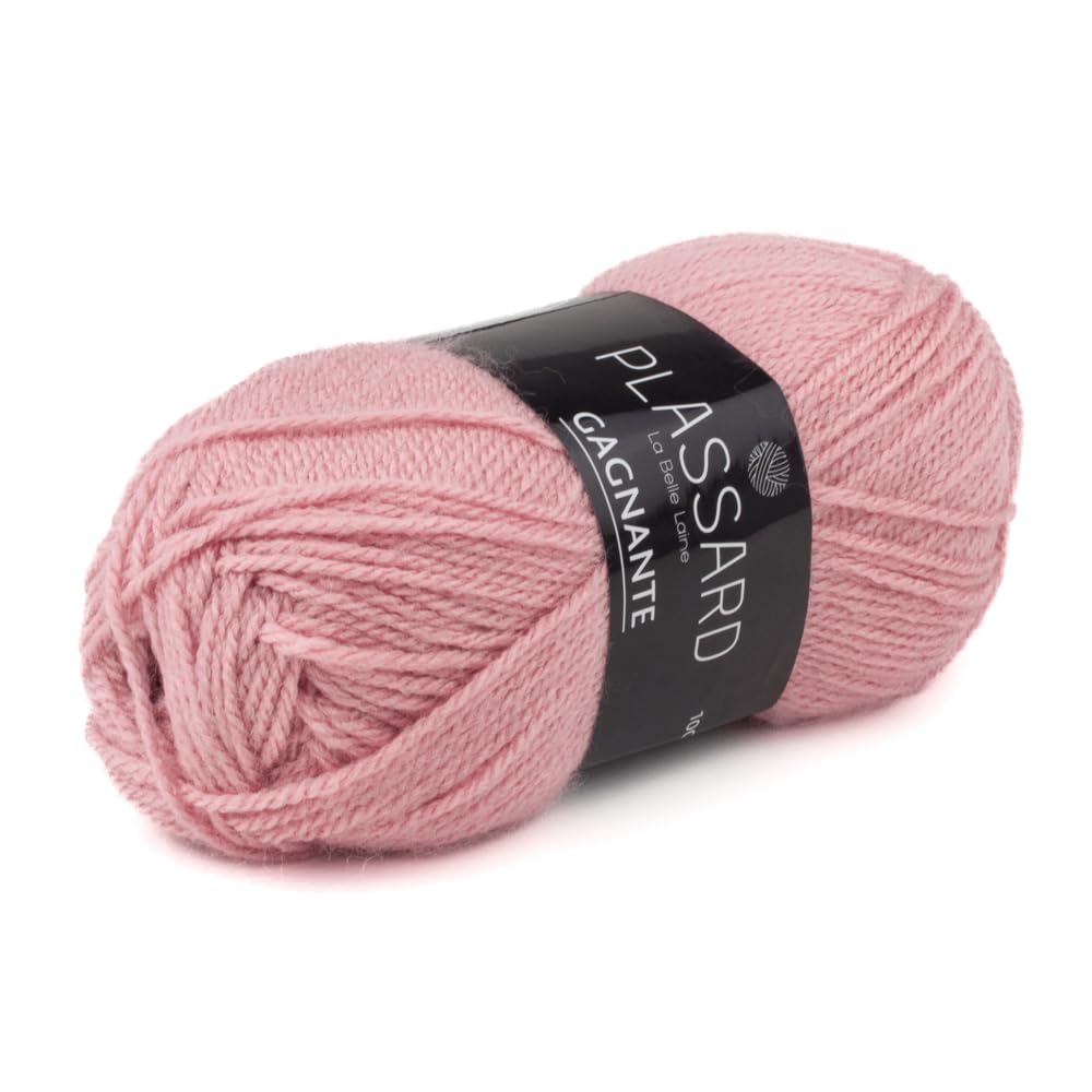 Lot De 10 Pelotes De Laine Plassard - Coloris Rose Tendre 911 - Aiguille N°3.5 - 100% Acrylique
