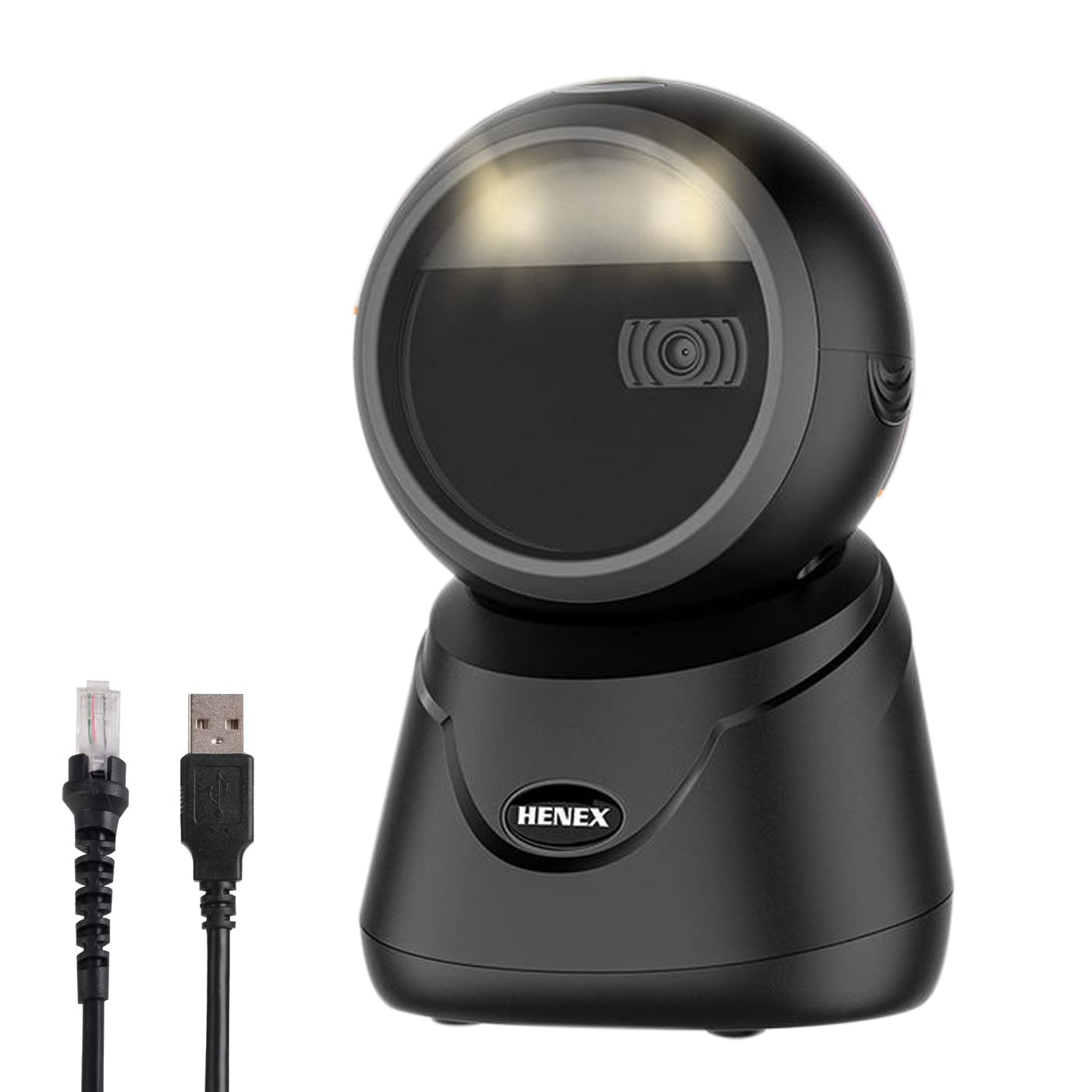 HENEX HC-6032 Desktop Hands-Free 2D Barcode Scanner | Omnidirectional Automatic QR Code Scanner | High-Speed Scan 1D/2D/QR Barcode Reader Used in Supermarkets, Convenience Stores, Warehouses