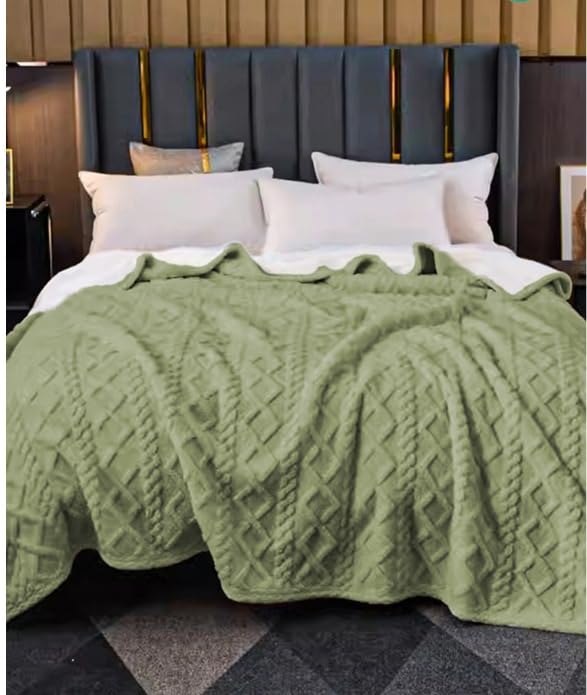 HOMEYA Manta Borreguillo Doble Cara Franela/Sherpa 220x240 cm - Manta Sofa/Cama, 100% Poliester, Caliente Invierno Suave, Turquesa