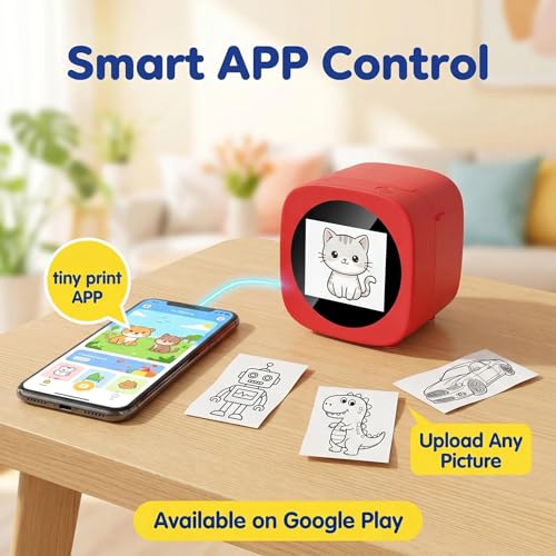Image of Bxiadbzl AI Voice Powered Sticker Maker for Kids, Mini Thermal Sticker Printer with 6 Art Styles, Portable Custom Sticker Printer for Journal DIY Crafts, Educational Toy Gift Ages 3+