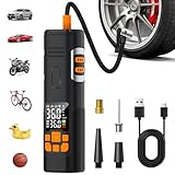2026 Upgraded Tire Inflator Portable Air Compressor,150 PSI Portable Tire Inflator with AI Auto Stop, Digital Pressure Gauge & LED Light, 8X Faster Air Pump for Car Tyres, Motorcycle, Bicycle, Ball