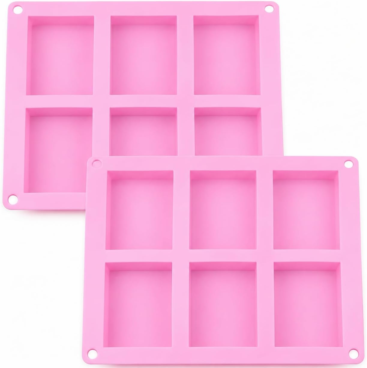 Old Fashion Soap Bar Mold Silicone 2 Pack – Rectangle 6 Cavity Soap Making Mold for Homemade Soap Bars (Flexible Nonstick Easy Release)