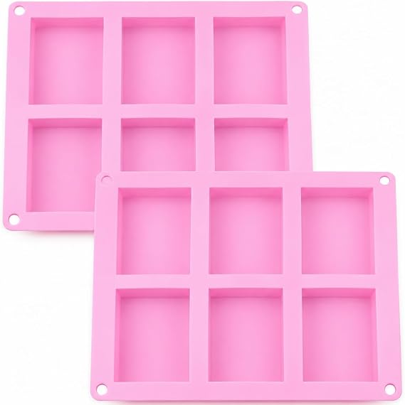 Old Fashion Soap Bar Mold Silicone 2 Pack Rectangle 6 Cavity Soap Making Mold for Homemade Soap Bars (Flexible Nonstick Easy Release)