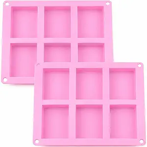 Old Fashion Soap Bar Mold Silicone 2 Pack – Rectangle 6 Cavity Soap Making Mold for Homemade Soap Bars