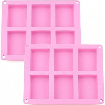 Old Fashion Soap Bar Mold Silicone 2 Pack Rectangle 6 Cavity Soap Making Mold for Homemade Soap Bars Flexible Nonstick Easy Release