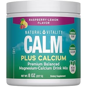 Natural Vitality Calm Magnesium Plus Calcium 8oz Powder | Raspberry Lemon Flavored Premium Balanced Drink Mix | Non-GMO & Gluten Free Supplement