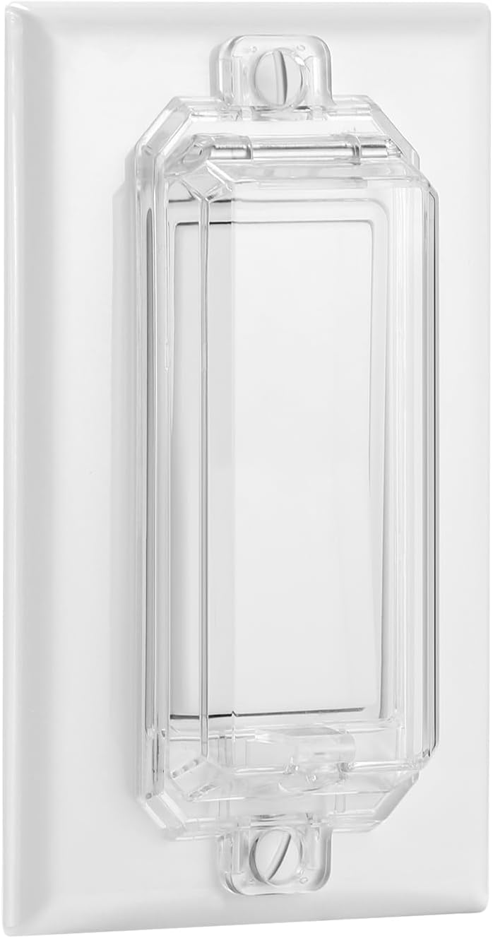 CLYMENE 2 Pack Light Switch Cover Guard, Child Proof Wall Switch Cover Keeps Lights or Switches from Being Accidentally Turned ON or OFF, Rocker Style (Clear)