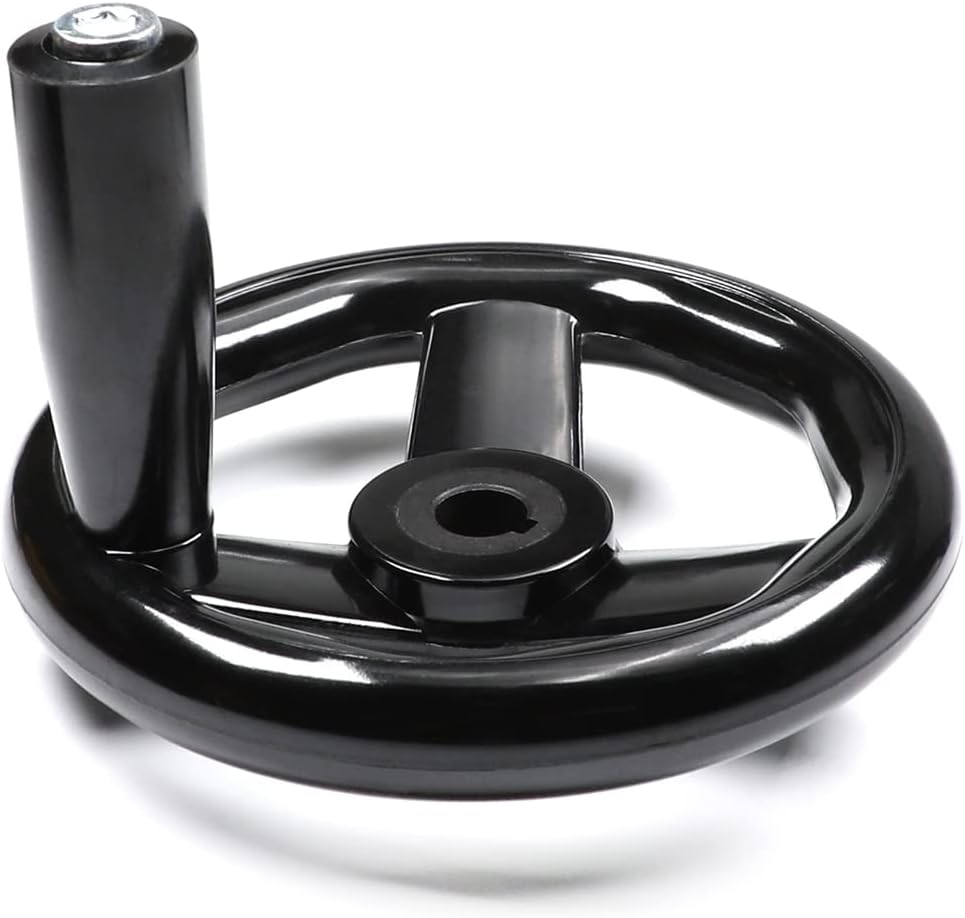 Othmro 3 Spoked Lathe Handwheel 4.88inch Outer Diameter Black Round Wheel Hole Diameter 0.47inch Plastic Hand Wheel with Revolving Handle for Milling Machine Industrial Lathes Grinders 12x125mm