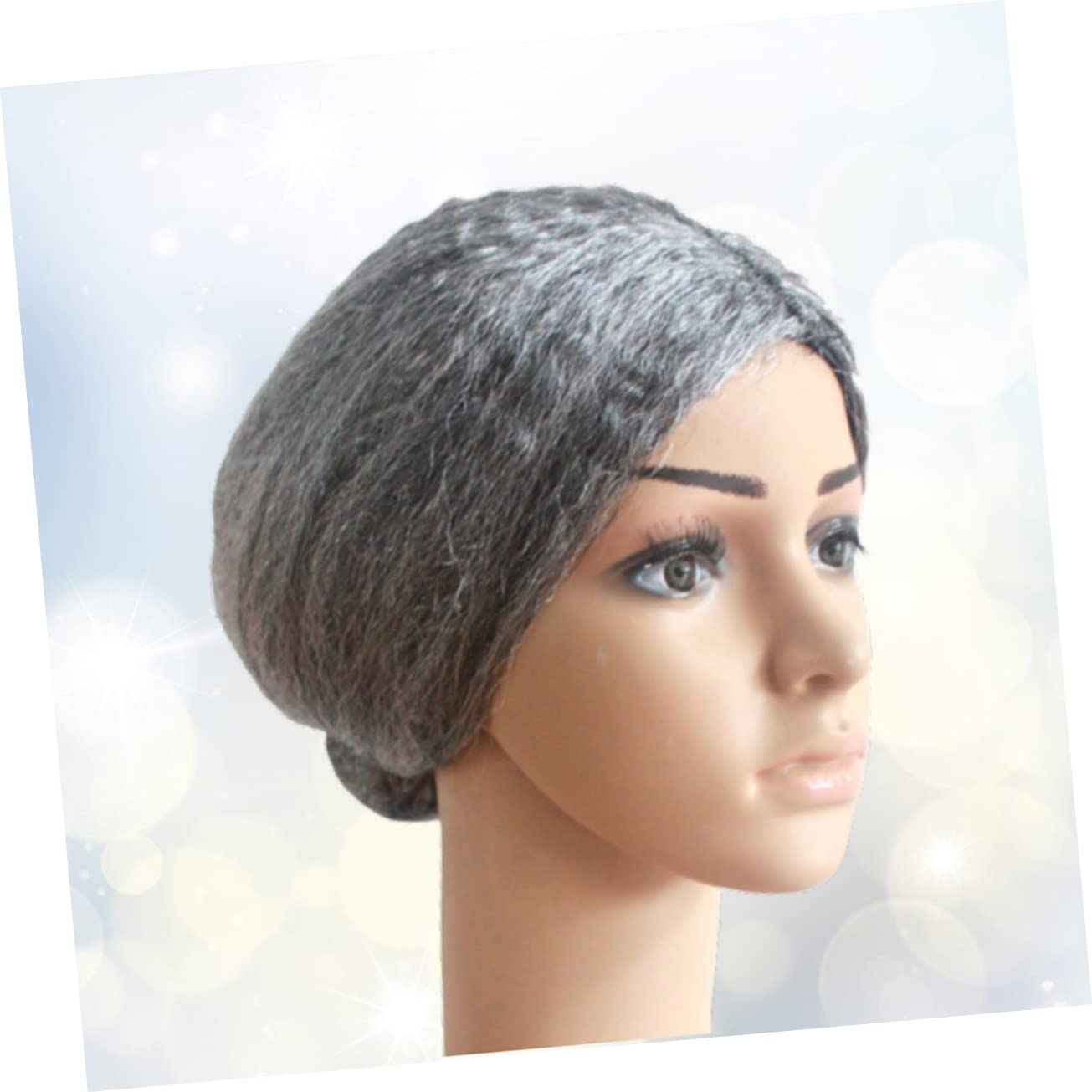 Healeved 3 Stück Graue Grandma Wig mit Dutt für Damen Bequeme Faschingsperücke aus Fasern Wiederverwendbar Geeignet für Halloween Weihnachten Cosplay und Karneval Lustiges Accessoire für