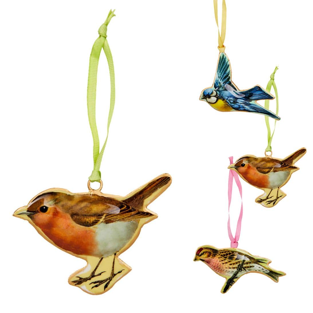 Carousel Home Colour Varies Bird Christmas Bauble | Metal Hanging Tree Ornament With Ribbon | Vintage-Style Hanging Decoration - Design Varies