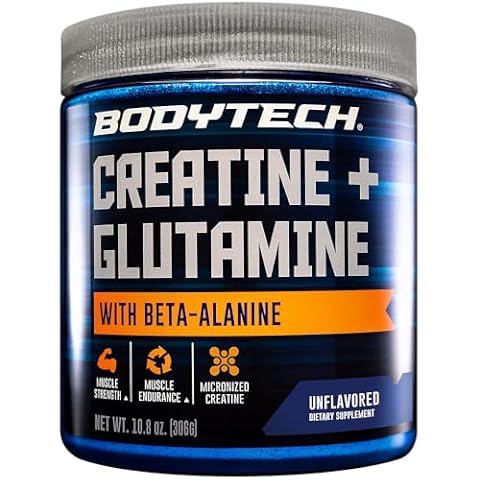 BodyTech Creatine & Glutamine with Beta-Alanine - Premium Performance Supplement for Enhanced Strength, Muscle Recovery, and Endurance - Advanced Formula (10.8oz/ 30 Servings) Cover