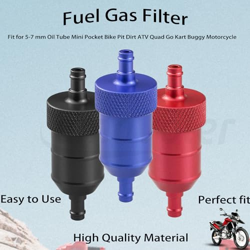 Amavoler Fuel Gas Filter Aluminum Aftermarket Replacement Parts Fit for 5-7 mm Oil Tube Mini Pocket Bike Pit Dirt ATV Quad Go Kart Buggy Motorcycle.
