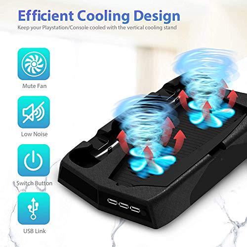 Image of Tobo PS-5 Charging Station Compatible with PlayStation 5 Console, Vertical Stand with Cooling Fan for PS5 and PS5 Digital Edition,PS5 Accessories TD-339GA
