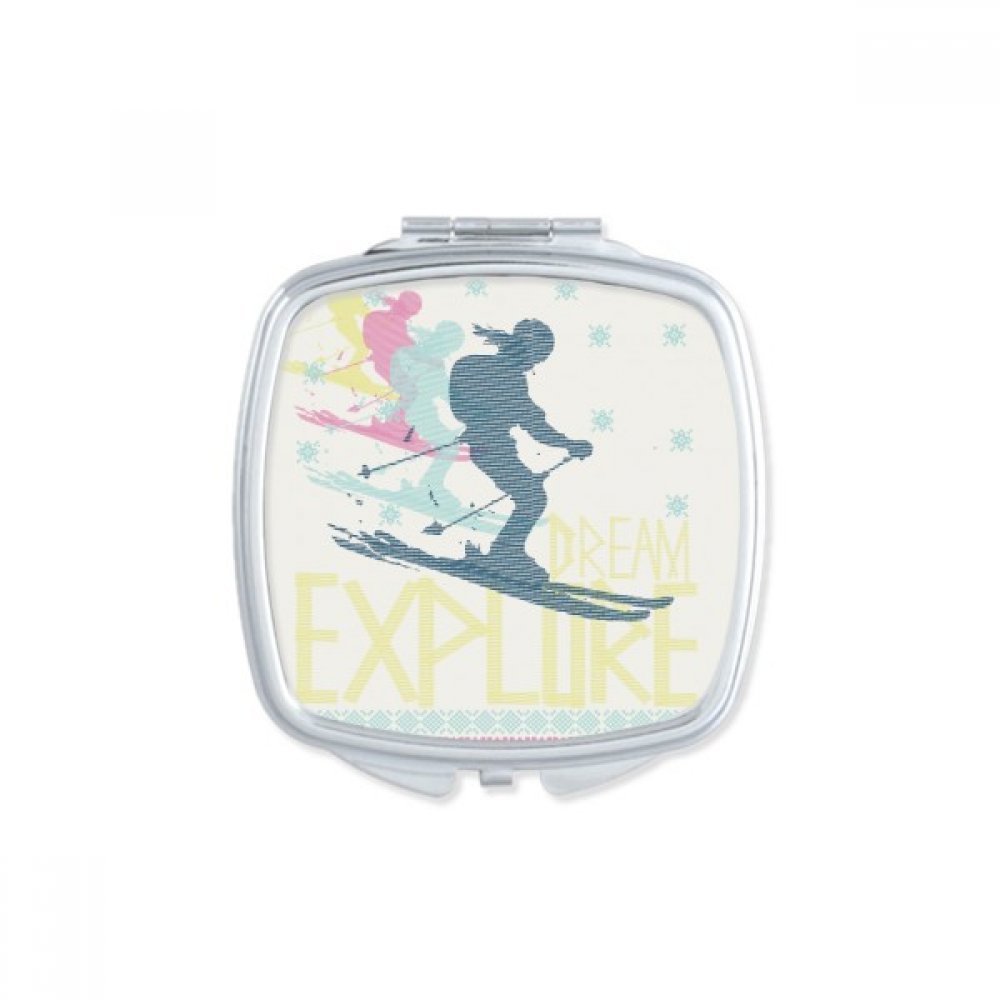 Miroir de poche ski compact et miroir de maquillage portable mignon