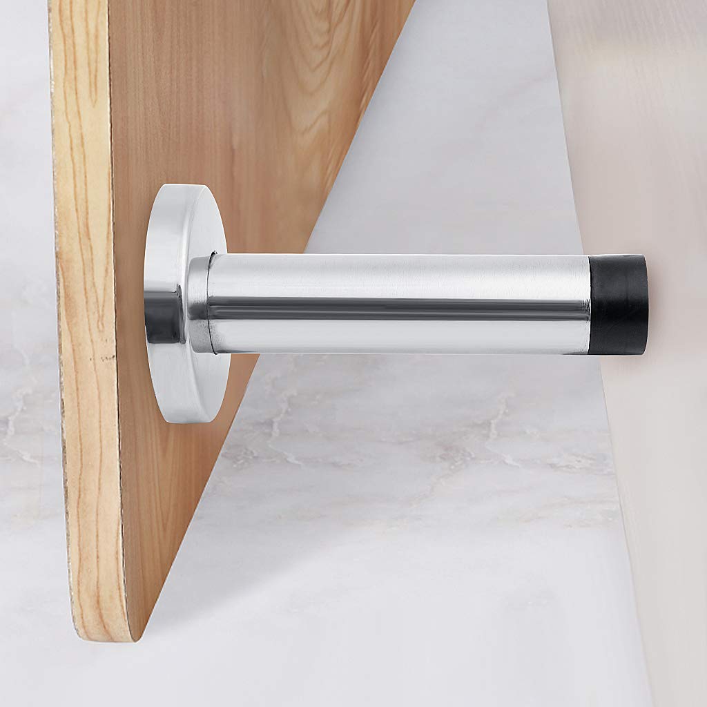 Fermaporta Regolabile Da 7 A 10,8 Cm In Acciaio Inox - Con Tampone Gomma, Per Parete O Battiscopa - Foto 3