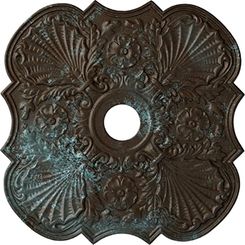 Ekena Millwork CM29FWBBS 29"OD X 3 5/8"ID X 1 3/8"P Flower Ceiling Medallion Fits Canopies Up to 6 1/4", Bronze/Blue/Patina