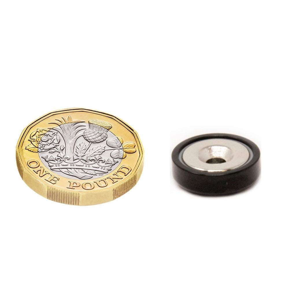 Black A Type Neodymium Pot Magnet for Arts Crafts, Model Making, DIY, Hobbies, Office, and Home - 16mm dia - Pack of 80 - Image 2