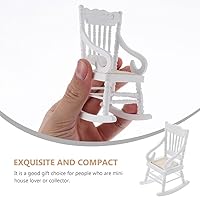 Vista 8 de TOYANDONA 2 sillas de madera para casa de muñecas, modelo de casa de muñecas de Navidad 1:12, mini casa de muñecas mecedora de madera para casa